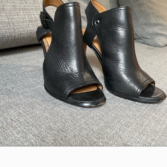 Coach Black Open-Toe Leather Heels - Picture 1 of 6